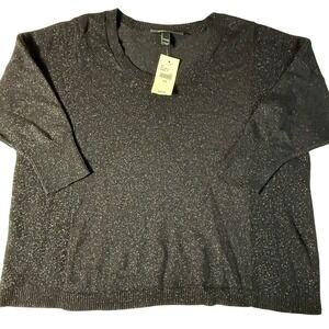 Lane Bryant Shimmer Sweater Women 14/16 Black Metallic Knit NWT